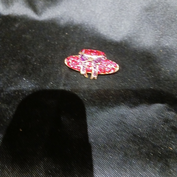 Vtg Red Hat Society Red & Purple Enamel Rhinestone Brooch And Ring (Sz 6.5) Set - Picture 9 of 9